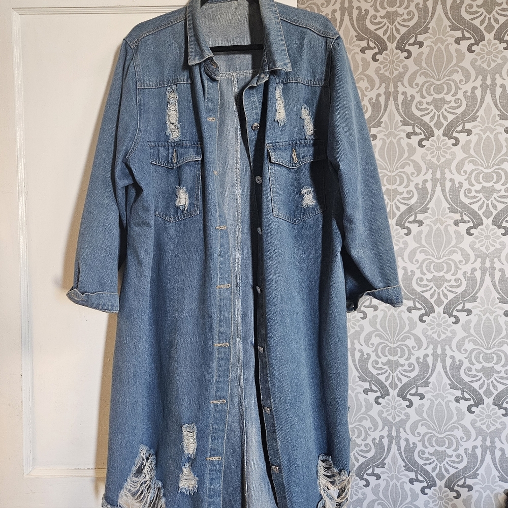 Distressed Blue Jean Jacket